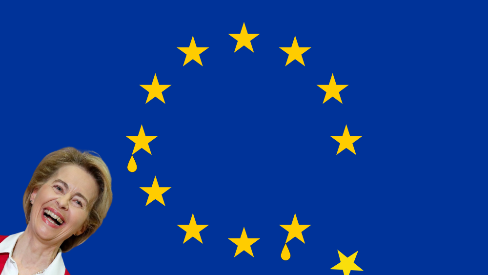Urula von der Leyen laughing from EU demise