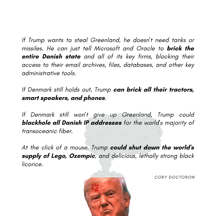 Cory Doctorow about likely Trump aggression against peaceful nation of Denmark
